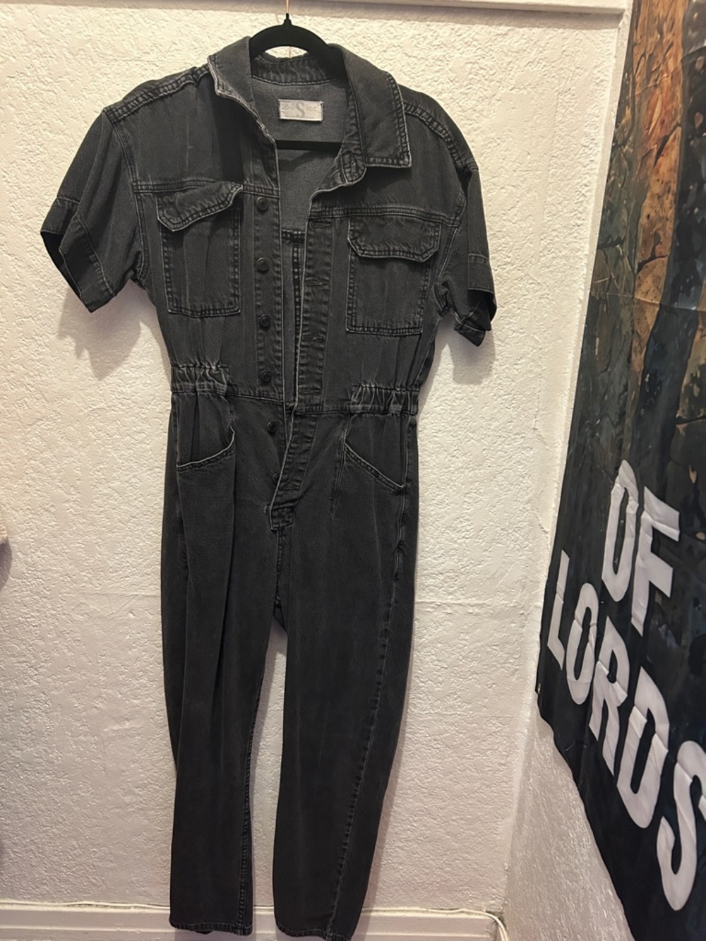 We The Free Black Denim Jumpsuit